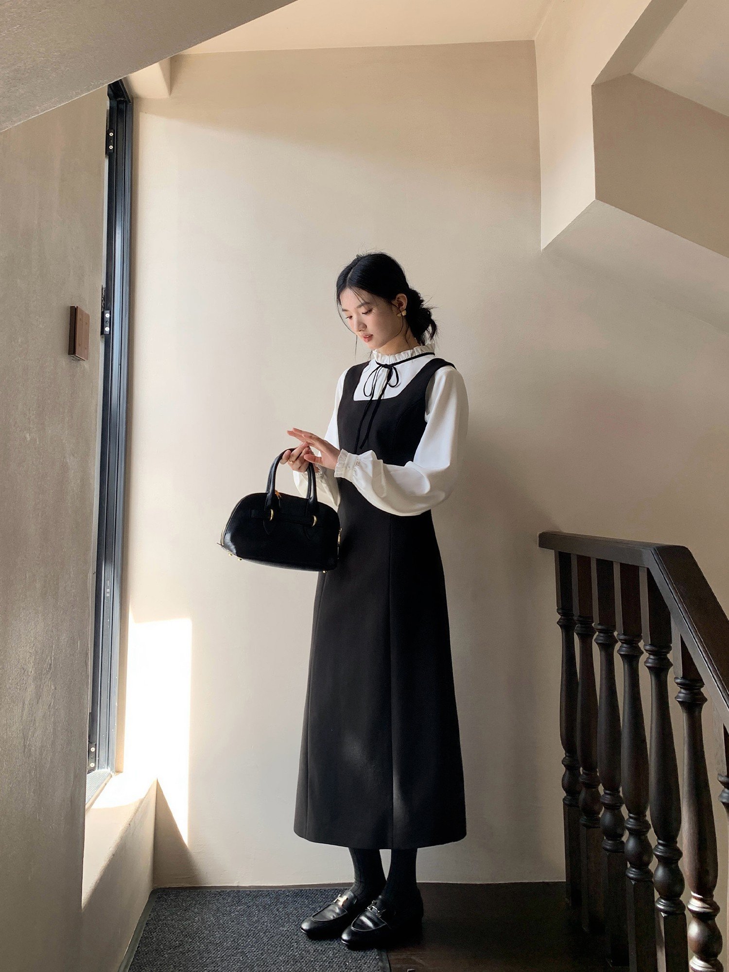 pusumede黑色背心连衣裙女