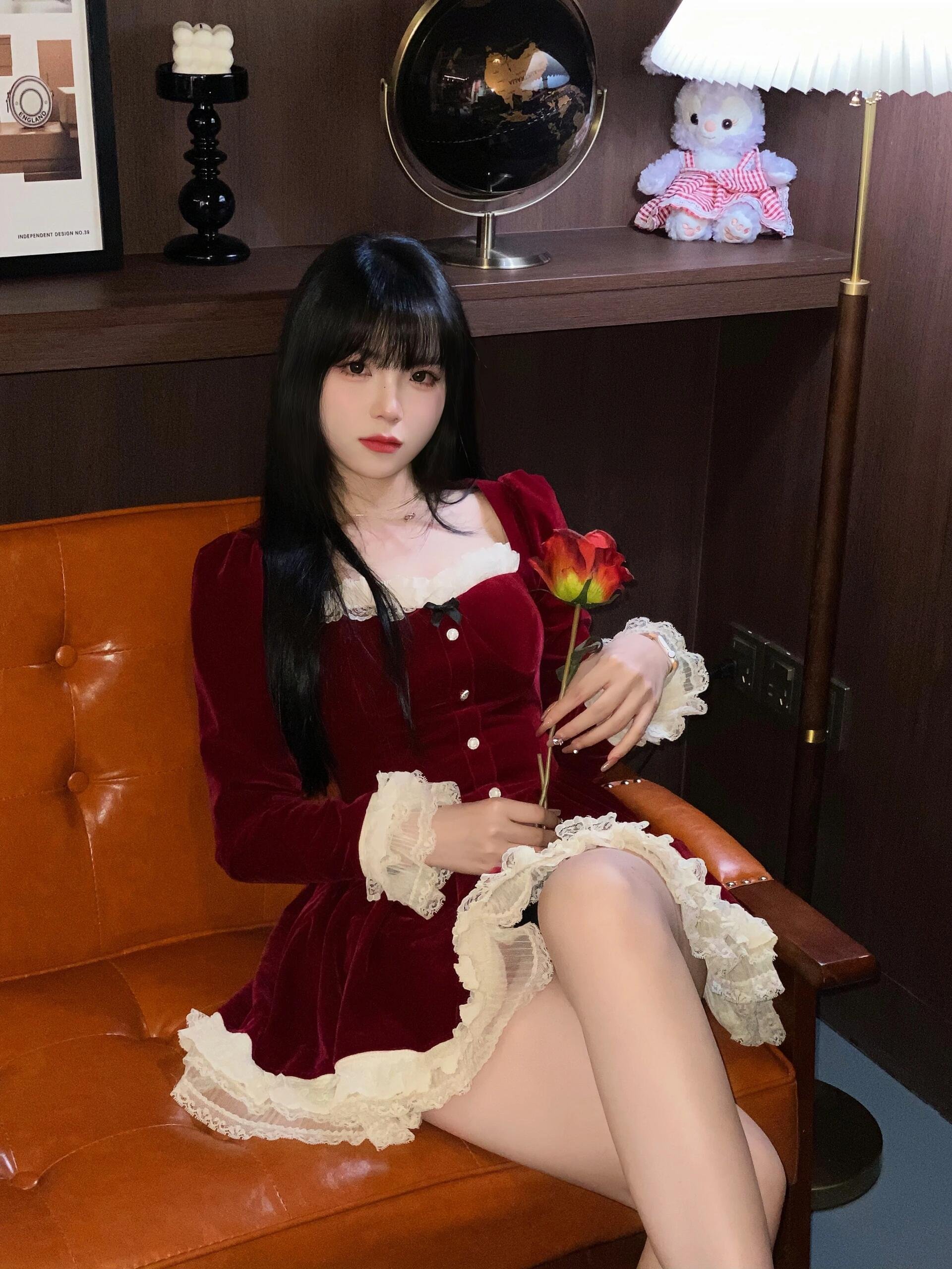圣诞穿搭小个子蓬蓬公主裙年会订婚礼服