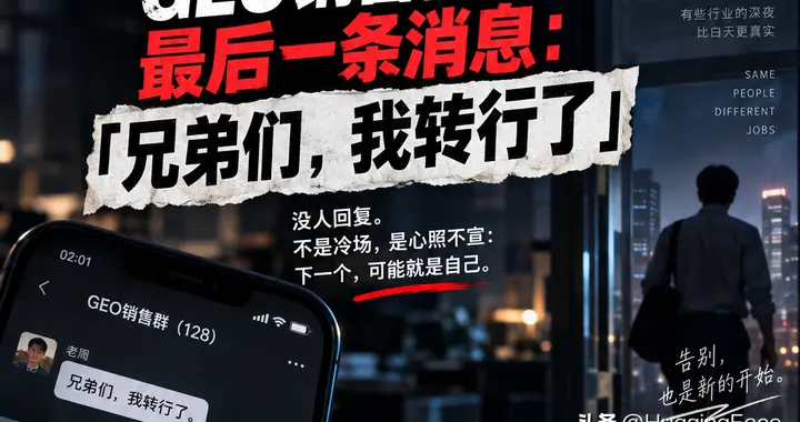 凌晨两点，GEO销售群里最后一条消息：「兄弟们，我转行了」