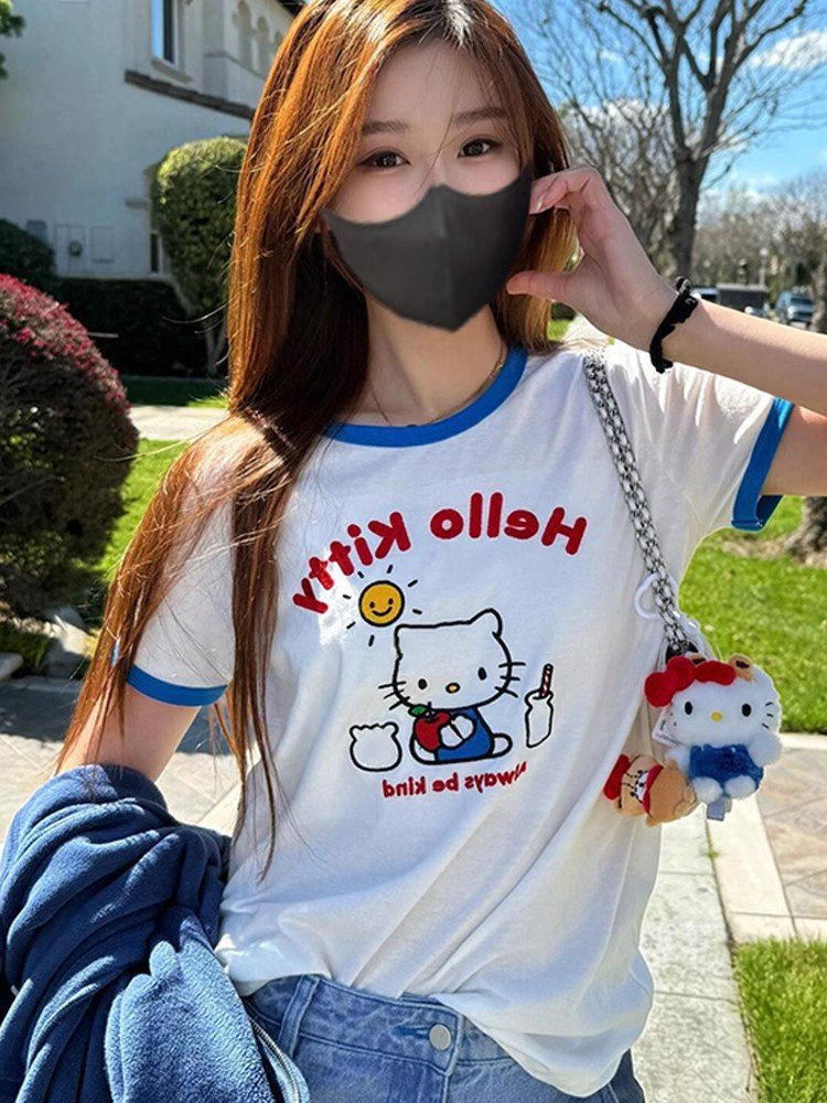 白色hellokitty短袖t恤上衣女装