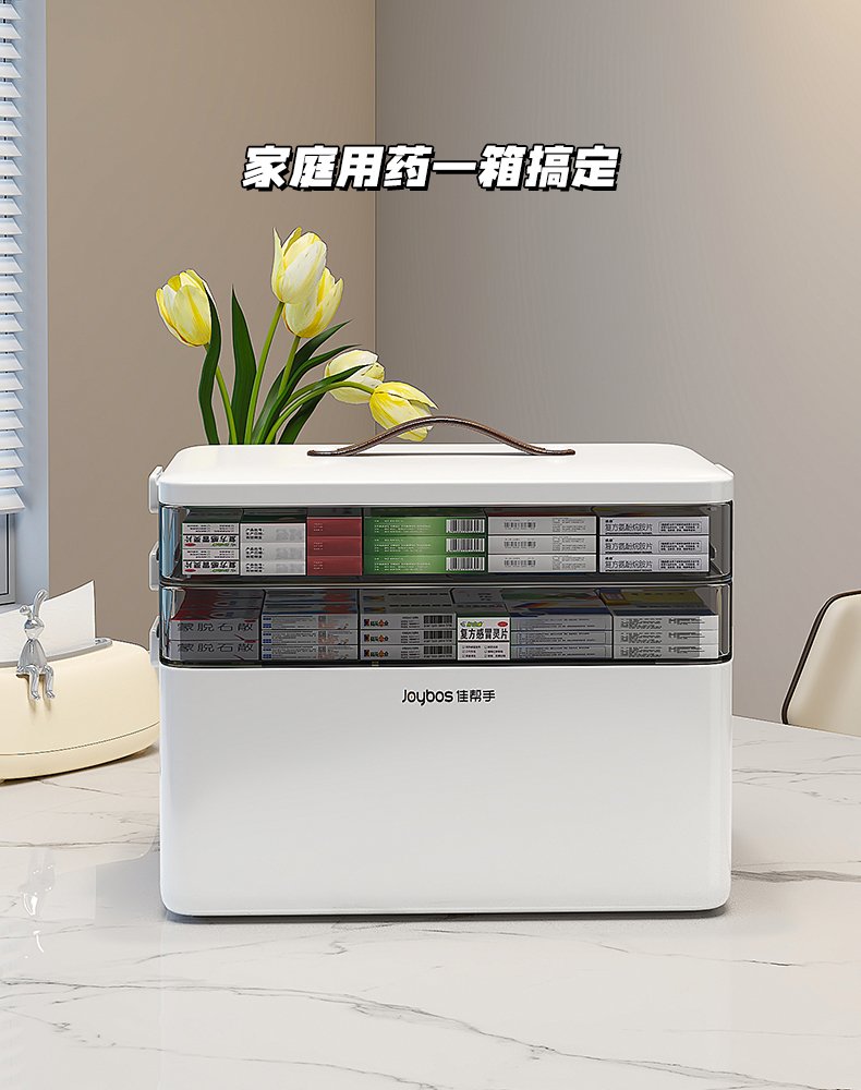 佳帮手大号家庭医药箱，多层药品分类收纳
