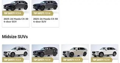 再次霸榜IIHS 马自达8款车型全获TSP+顶级安全之选