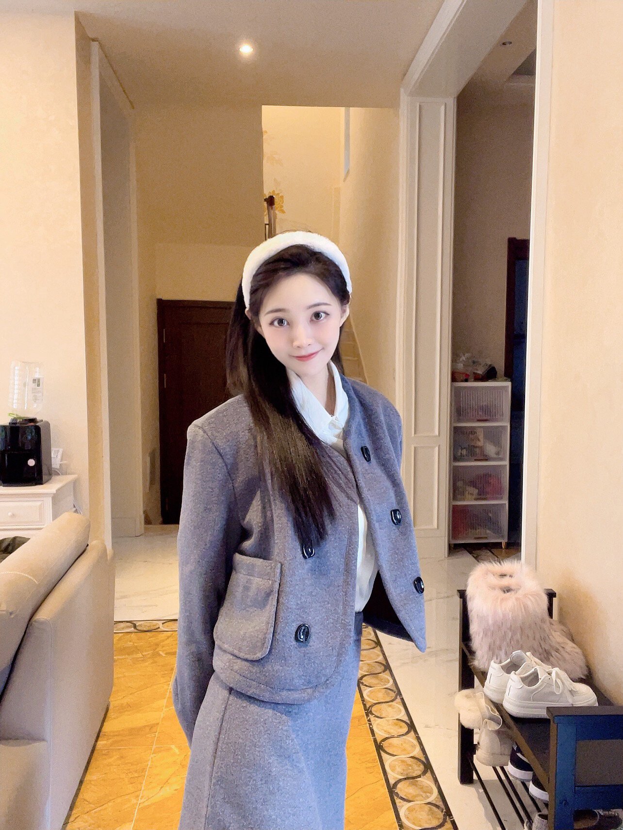 小香赫本风套装连衣裙子女深秋初冬季穿搭配