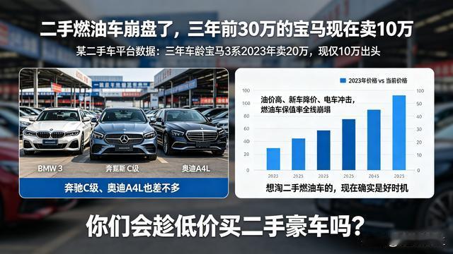 健康养生：二手燃油车崩盘了，三年前30万