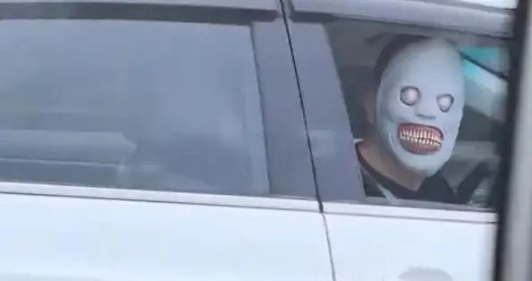高速惊魂！男子戴恐怖面具吓唬过路车辆，这玩笑开大了