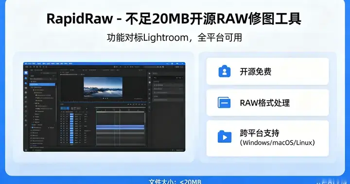 不足 20MB 的开源 RAW 修图工具 RapidRaw，对标 Li...