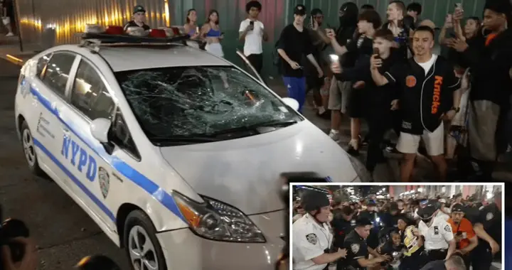 当代哥谭！纽约邮报：尼克斯球迷庆祝夺冠时砸毁警车