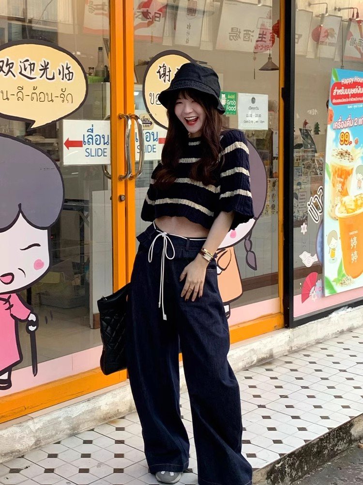 小个子短款半袖针织冰丝独特绝美小上衣女春