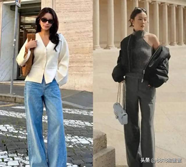 今年秋日顶流穿搭公式：毛衣+阔腿裤，时髦高级还超显气质