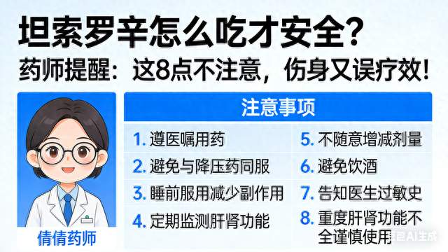 坦索罗辛怎么吃才安全？药师提醒：这8点不注意，伤身又误疗效！