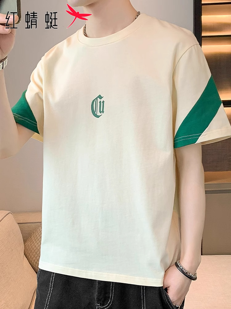 红蜻蜓大码短袖t恤男士夏季新款纯棉体恤男