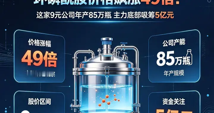 环磷酰胺价格飙涨49倍！这家9元公司年产85万瓶 主力底部吸筹5亿元