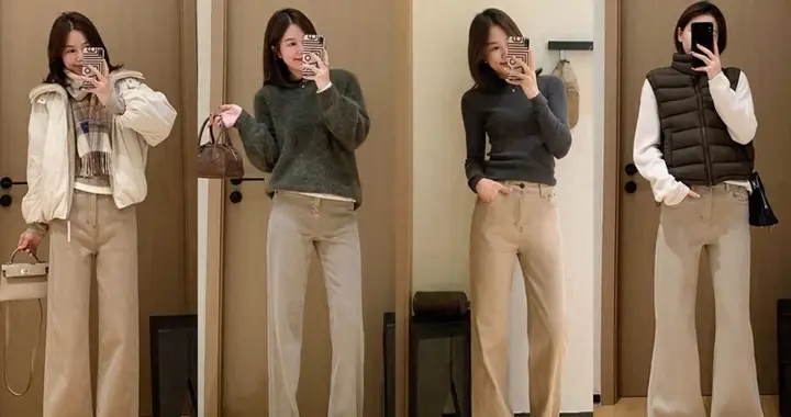 卡其阔腿裤秋冬穿搭天花板！8套搭配尽显高级慵懒感