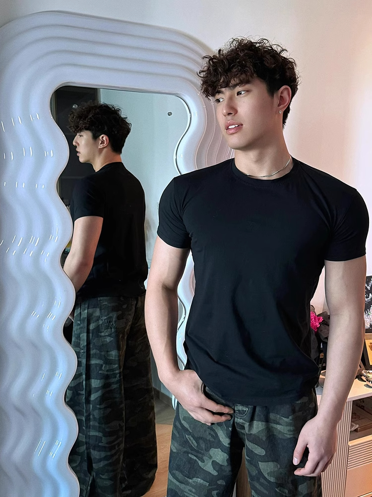 黑色速干健身短袖男夏季冰丝凉感索罗娜t恤