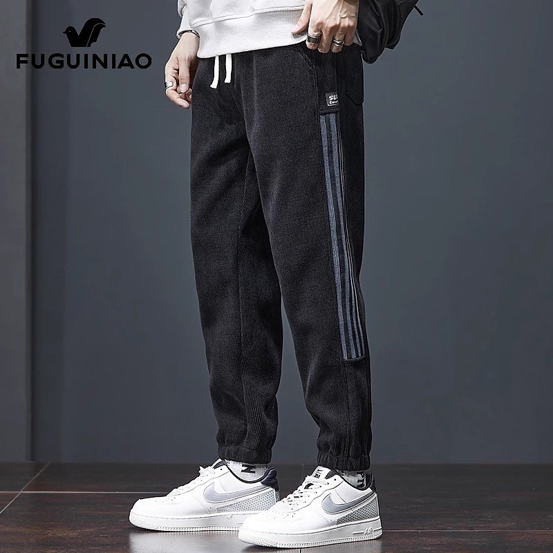 灯芯绒休闲裤男士宽松束脚卫裤秋冬季长裤子