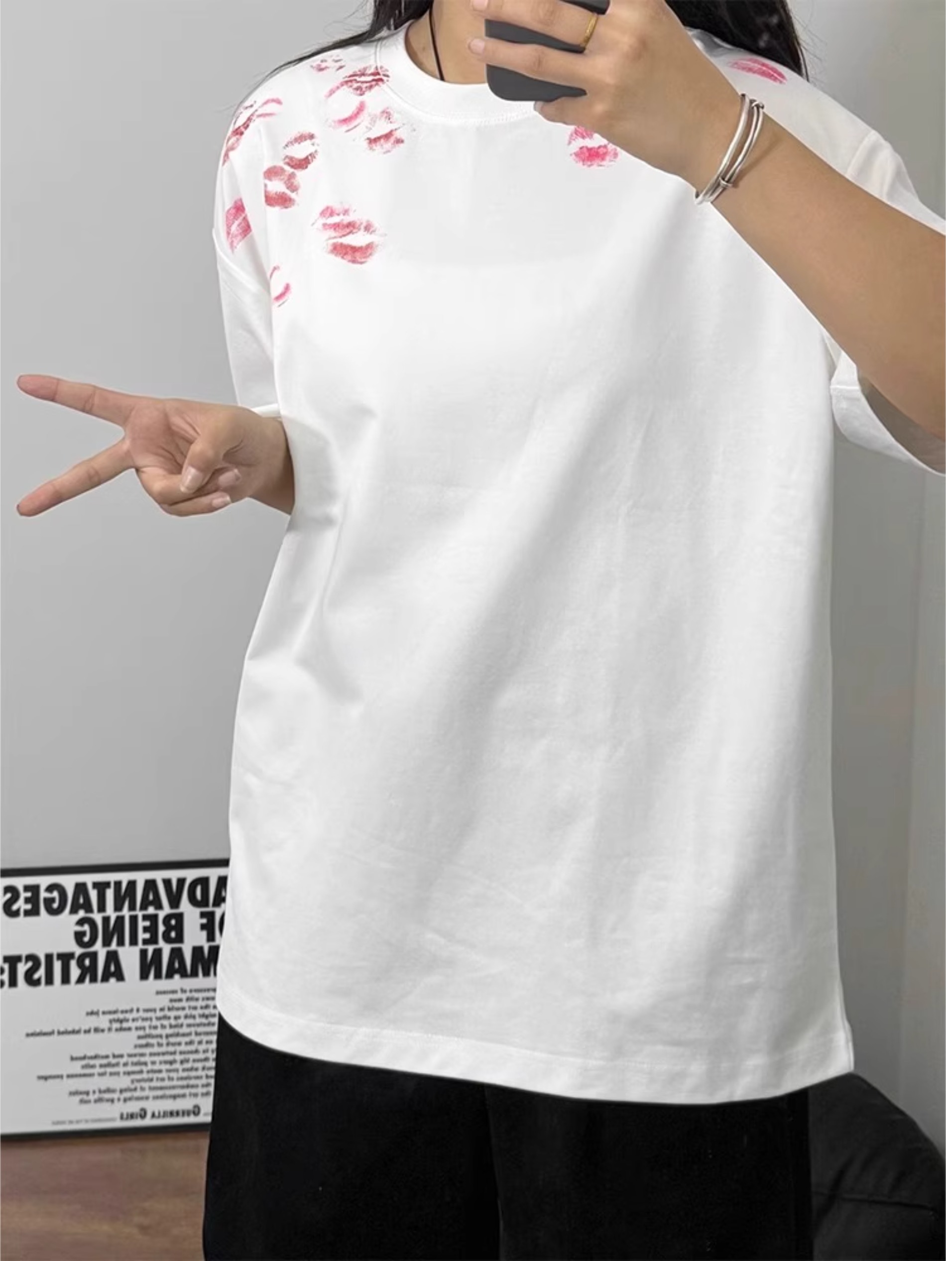 美式重磅口红印花短袖男夏季cleanfi