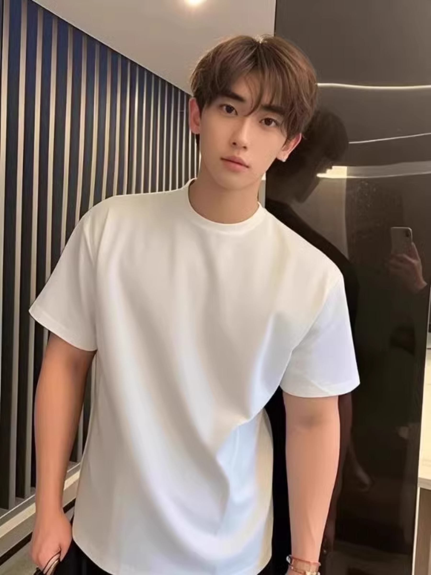 320g重磅白色纯棉t恤男夏季新疆棉小领