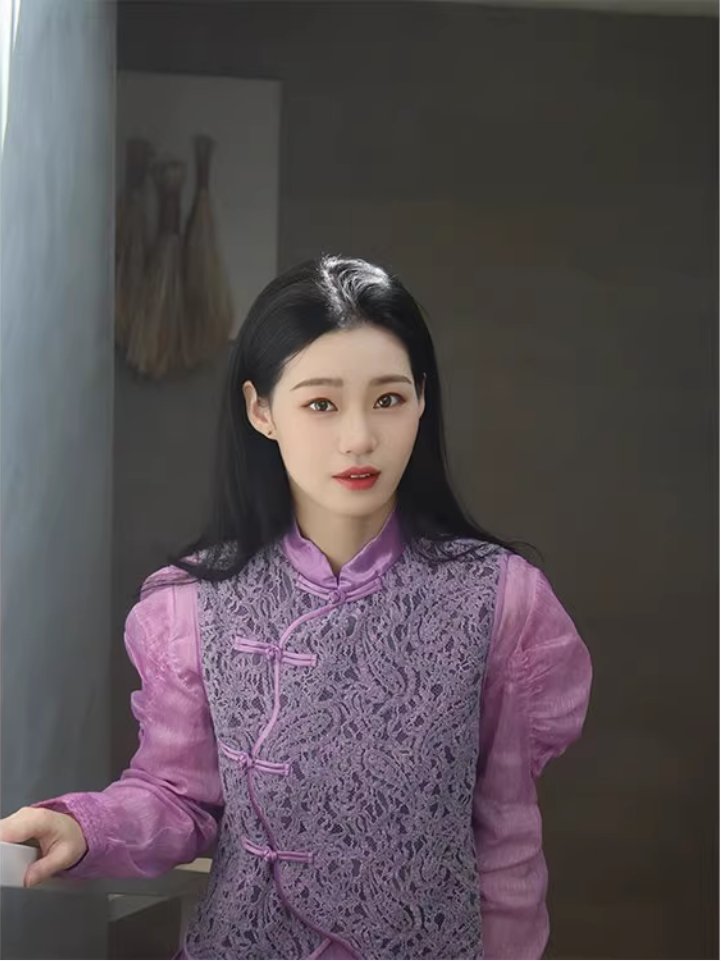 丝麻圆领衬衫女轻量感羊腿袖型
