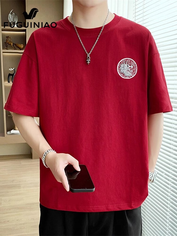 国潮刺绣富贵鸟T恤