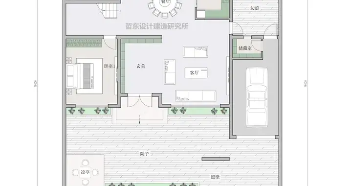 河南16米×16米自建房设计！双层带双院子+阁楼，方正大气