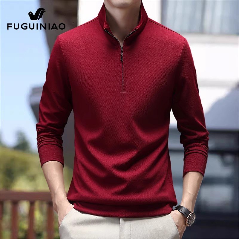 半拉链长袖t恤男士春季打底衫立领卫衣男装