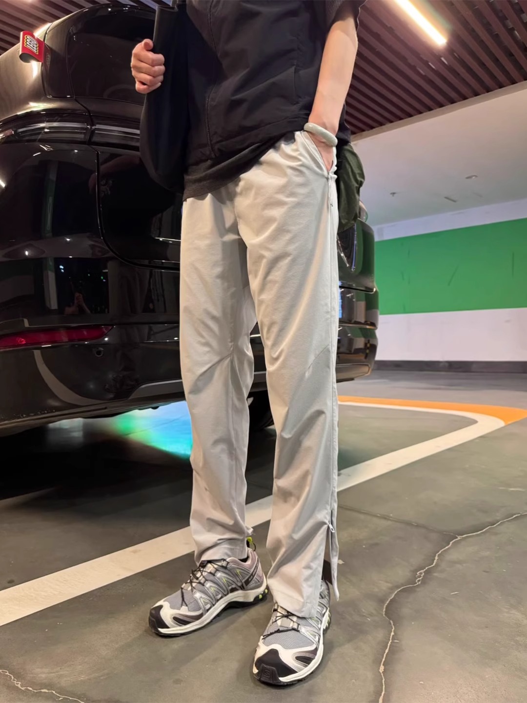 浅砂岩速干冰丝裤子男款夏季薄款侧拉链软壳