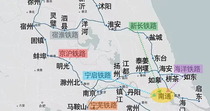 普速铁路，江苏仅六条！基本在江北，一半经南通！