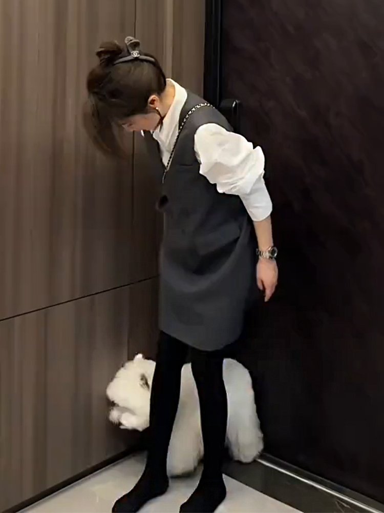 灰色背心连衣裙套装女春季