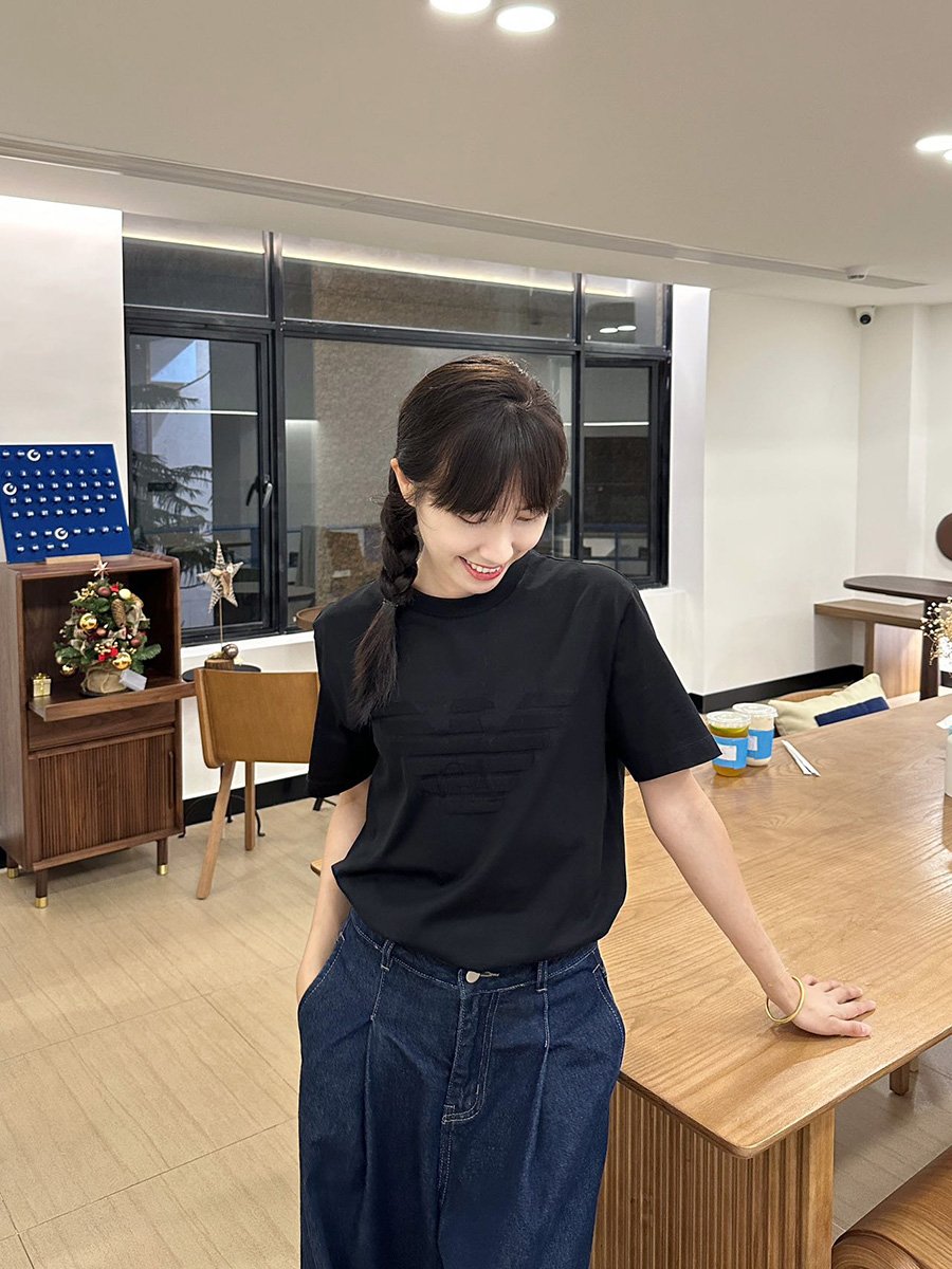 阿玛尼男女全棉圆领短袖纯色T恤