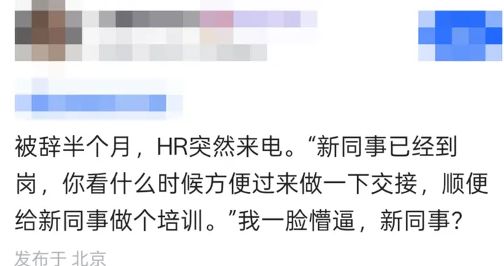 被辞退半个月后，HR来电让我“去公司顺便培训新同事”！
