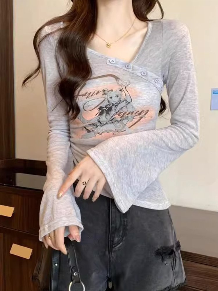 不规则抽绳短款上衣女春秋季甜辣风洋气别致