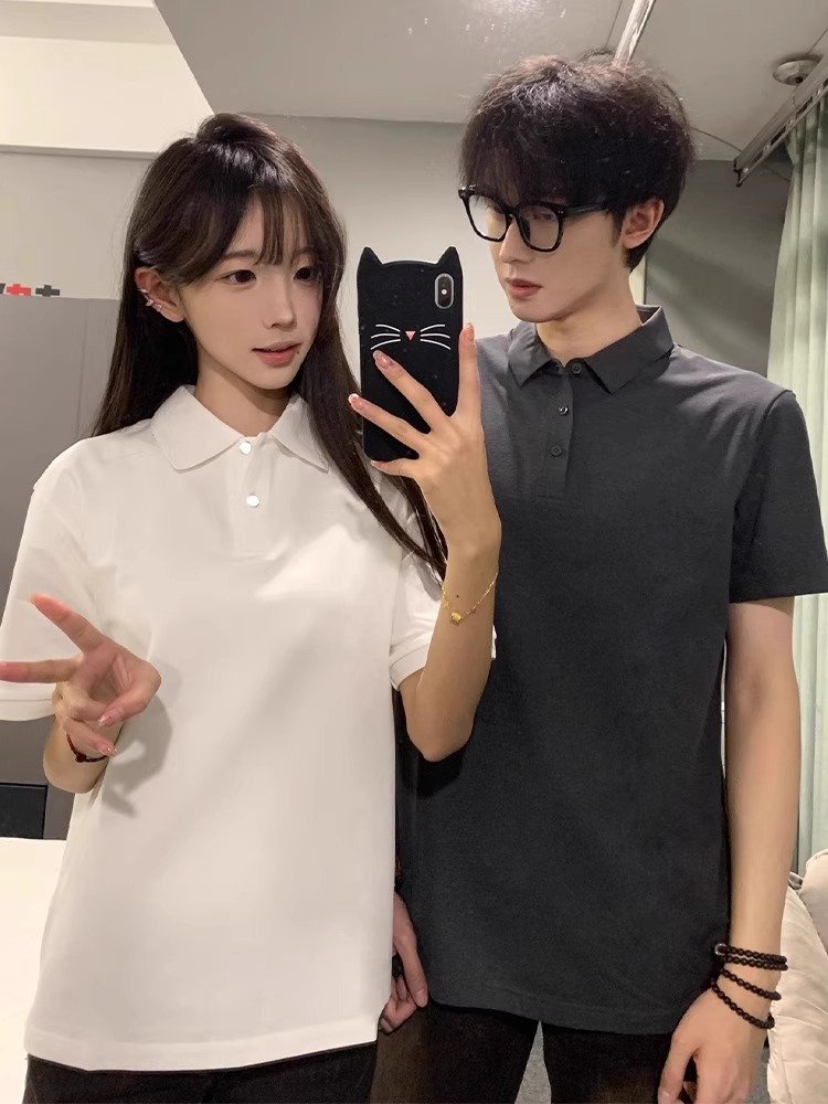 美式正肩polo衫男短袖夏季高级感重磅t