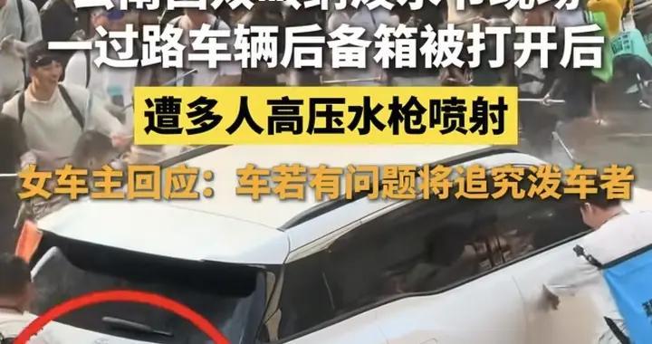 泼水节汽车被喷水后续 拉车门男子已社死 车主将追责 云南文旅沦陷