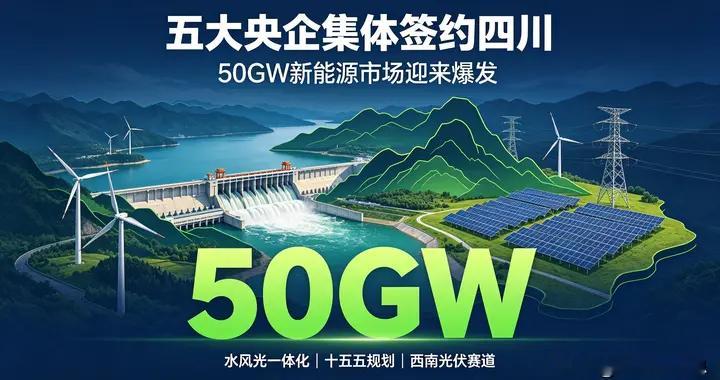 五大央企集中落地四川布局，50GW新能源规划打开行业全新空间！