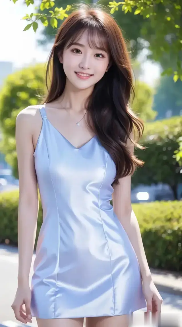 清纯美女壁纸‖ 夏日清爽蓝裙，在街头，自在美丽，期待夏天的到来