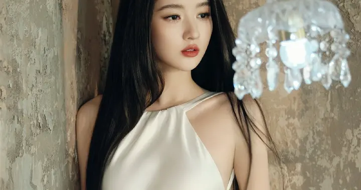 王玉雯纯白挂颈连衣裙，简直女人中的女人