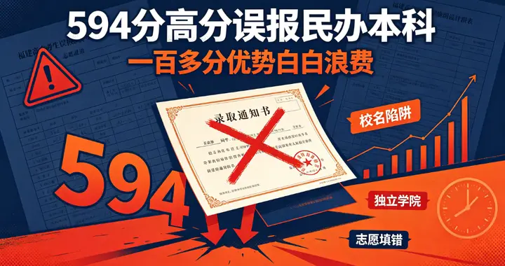 得不偿失！福建 594 分考生踩校名大坑，一百多分白白浪费太揪心