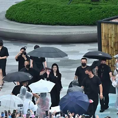 彩虹吃瓜娱乐：刘亦菲今天穿黑西装戴白花