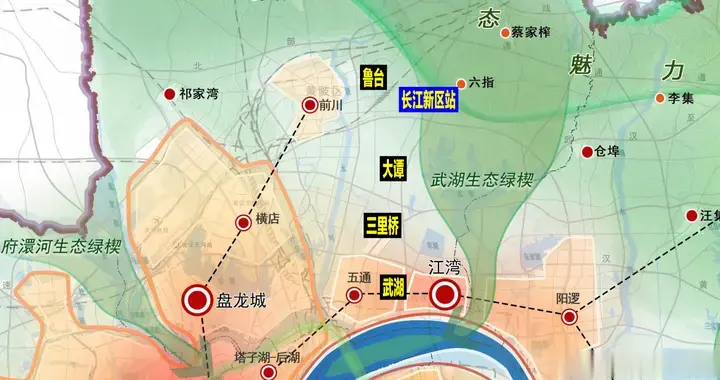 长江新区2035规划图下，鲁台和三里桥，为何成了武汉的边缘人