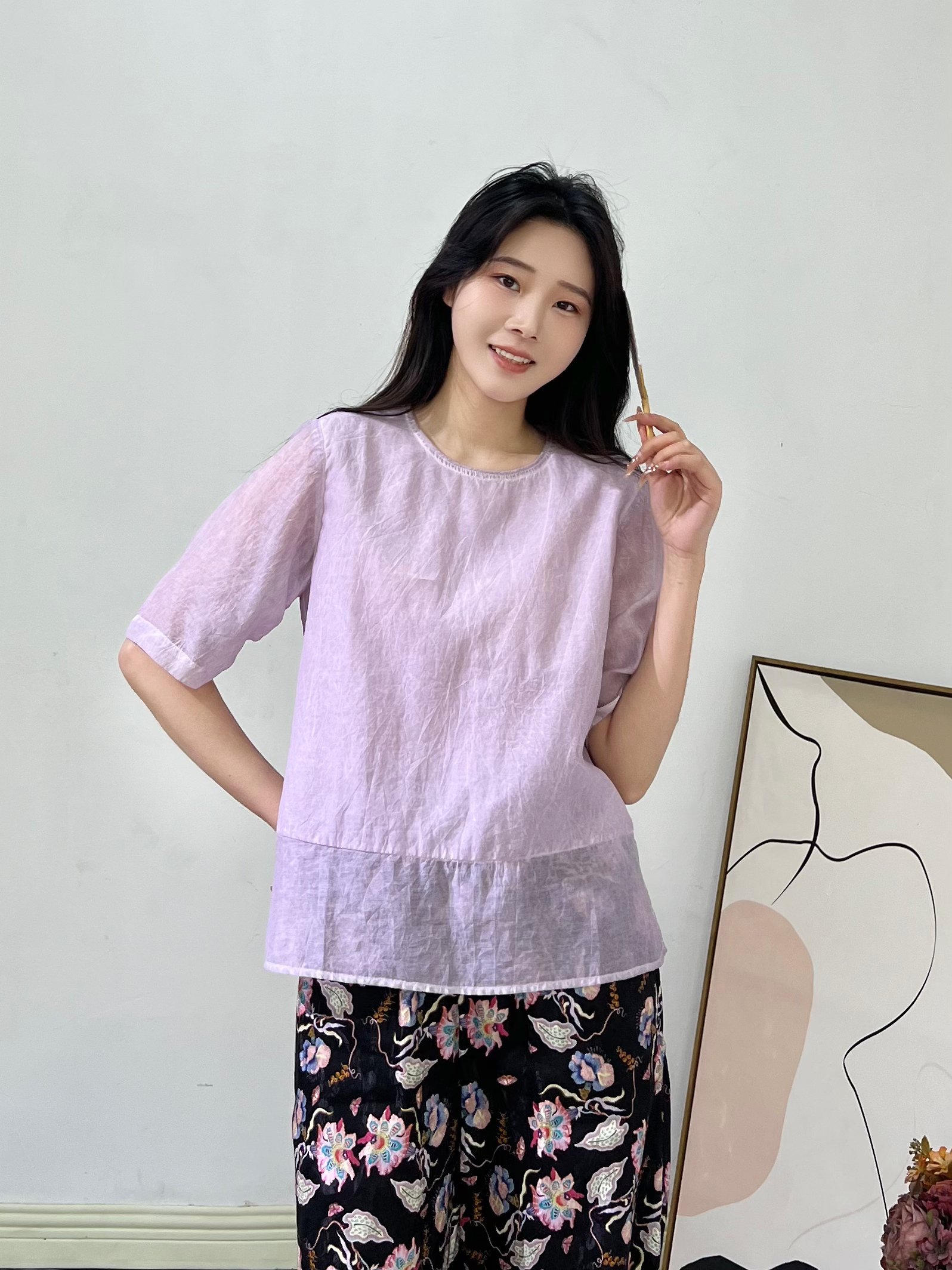 【东方文艺】puretea茶愫丝棉短衬衫