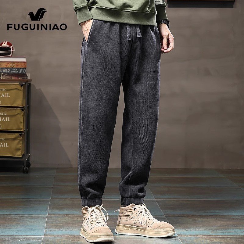 春季休闲裤男士卫裤新款宽松灯芯绒长裤子男