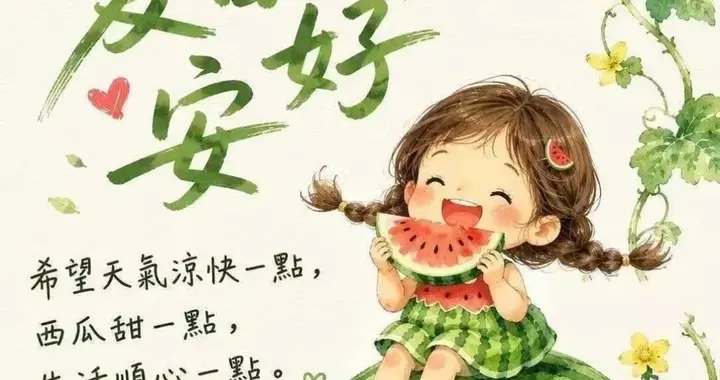 夏日早安💕希望天气凉快一点，西瓜甜一点，生活顺心一点！