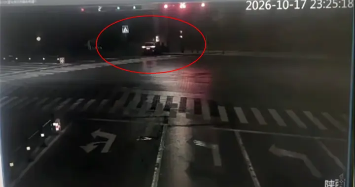 一辆陕西牌照SUV撞击信号灯杆导致车辆起火，事故车为新能源汽车
