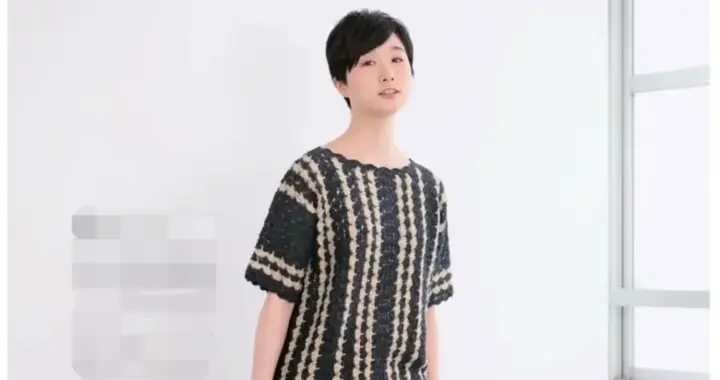 黑白配条纹钩针短袖
