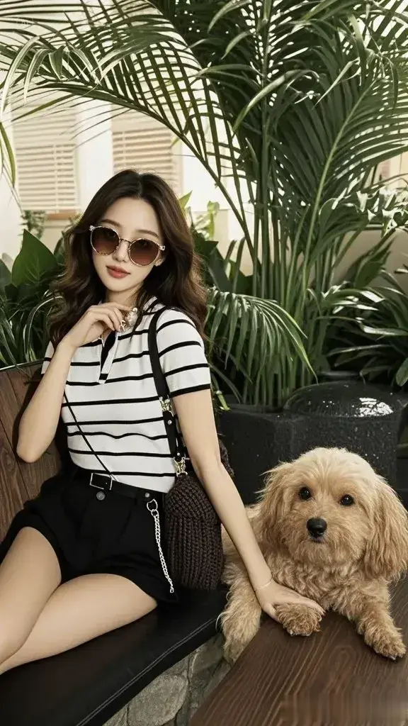 萌翻！她与狗狗的休闲穿搭，温馨指数直接拉满啦