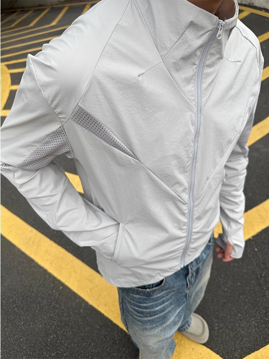 灰色激光网眼冰丝防晒衣男款夏季薄款速干皮