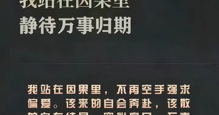 我站在因果里，静待万事归期