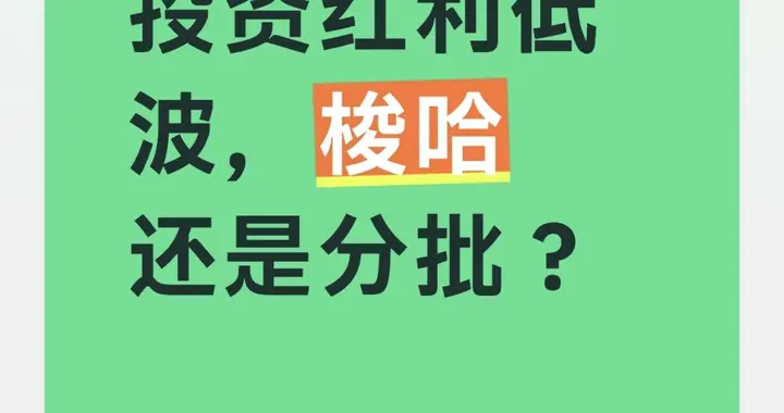 买红利低波，梭哈还是分批？两种策略差距一目了然