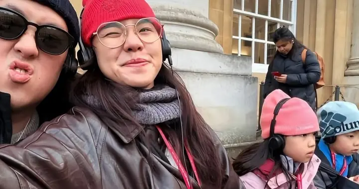 谢依霖全家英国度假，儿女长得可爱都像她，公婆出镜都是慈眉善目
