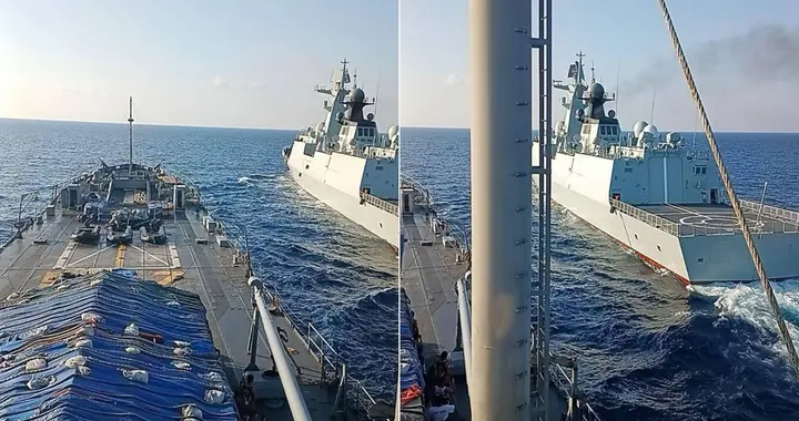 画面曝光，最近时只有5米，菲律宾登陆舰差点撞上中国海军护卫舰